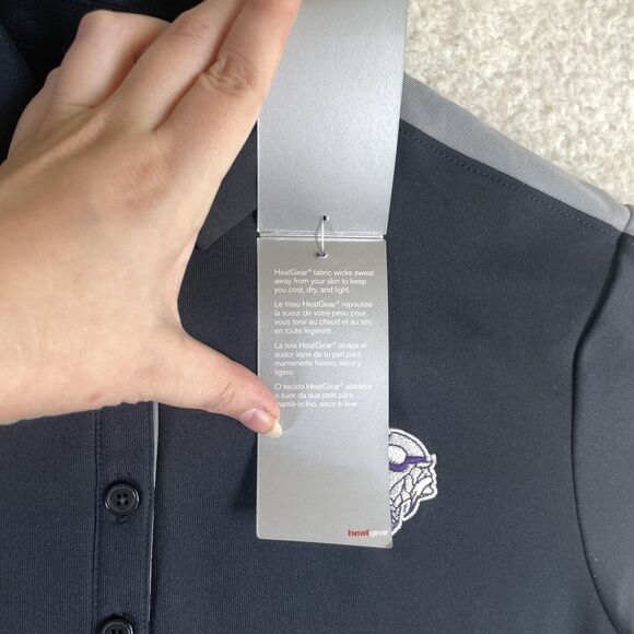 NWT Under Armour Polo Shirt Womens Small Black Viking Logo Golf Loose Fit NEW - Picture 10 of 16